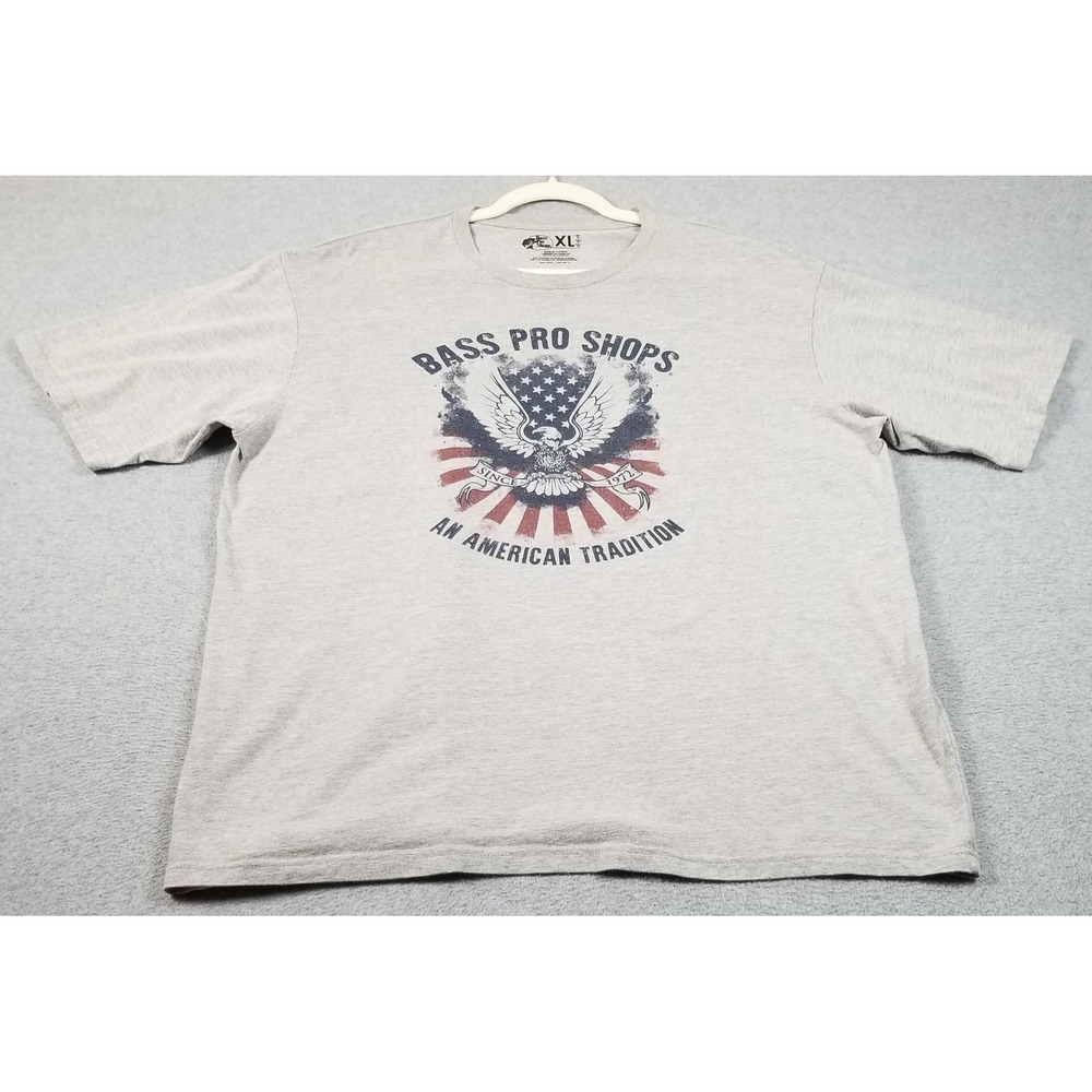 Bass Pro Shops T Shirt Mens XL Gray American Tradition Eagle Short Sleeve Tee